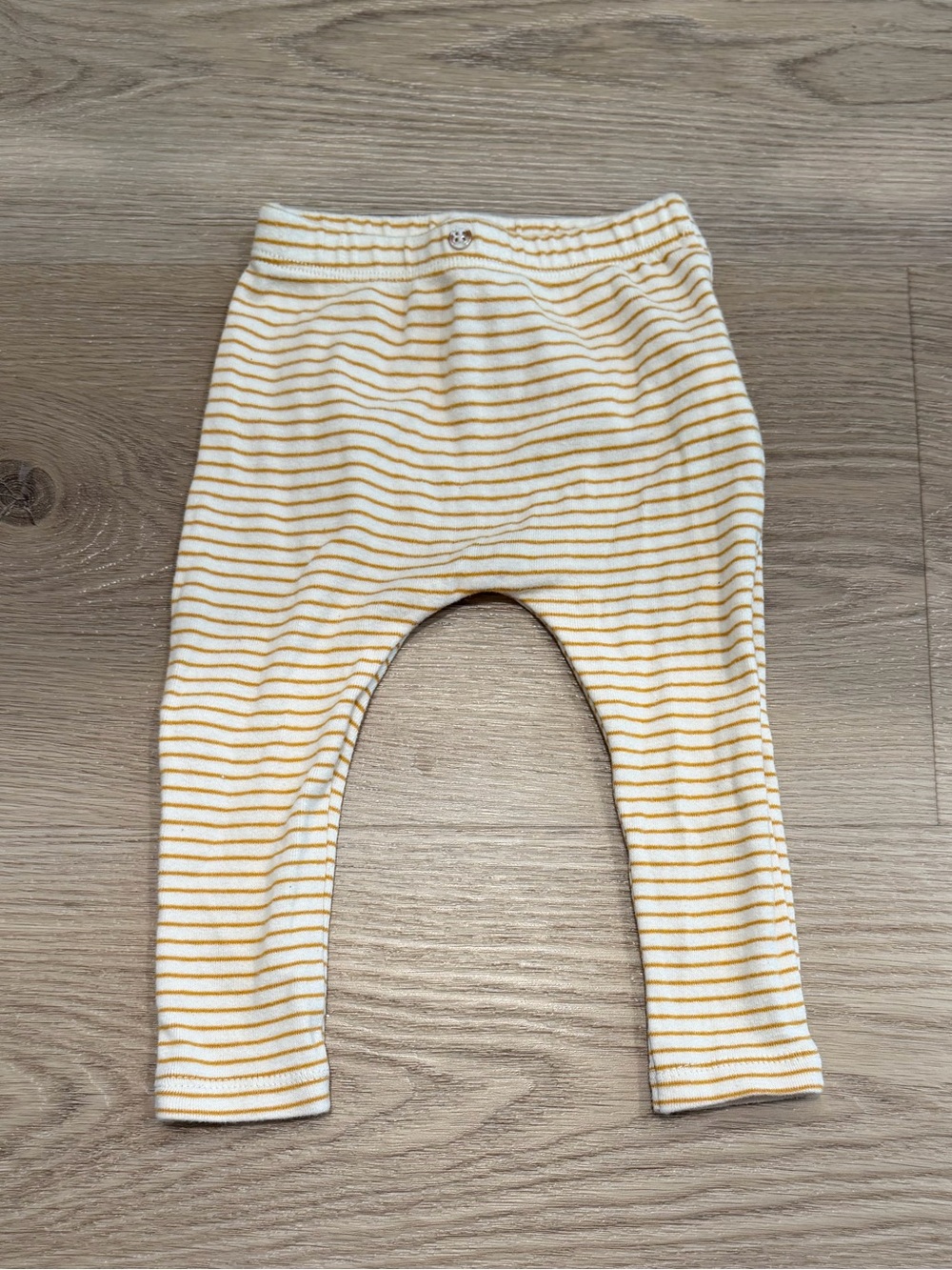 Zara Striped Yellow Cotton Baby Leggings (9-12 months)